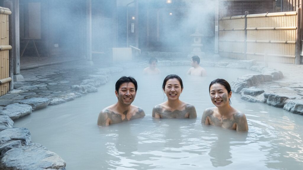 人気の明礬温泉で泥湯を体験