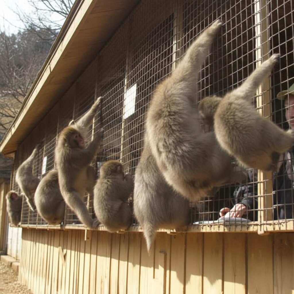 檻の中からエサやり体験