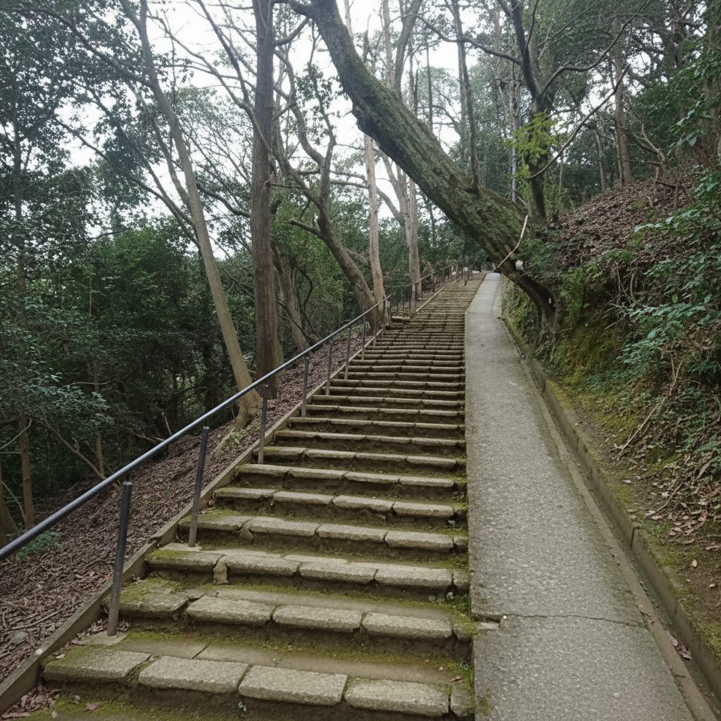 120段の急な石段